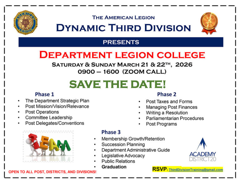 Third Division Department Legion College flyer